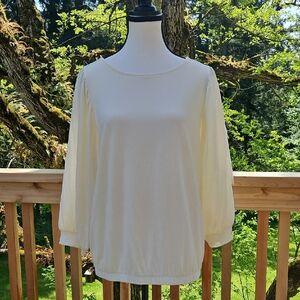 Simply Vera 3/4 Sleeve Cream Balloon Sleeves Elastic Waist Vera Wang Size L
